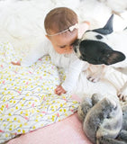 Organic Toddler Pillow Case, Organic Toddler Pillow Cover - Pink Birds