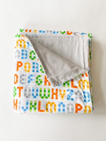 Organic Cotton Baby Toddler Blanket Alphabet
