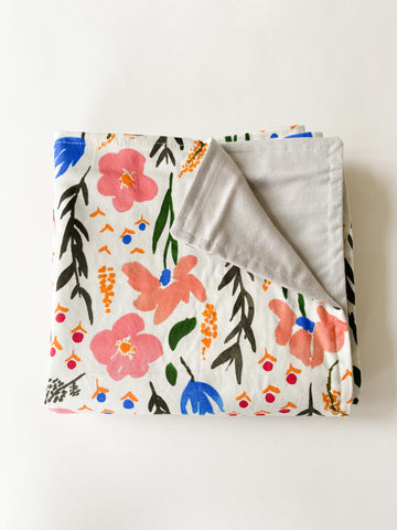 Organic Cotton Baby Toddler Blanket Flower Garden